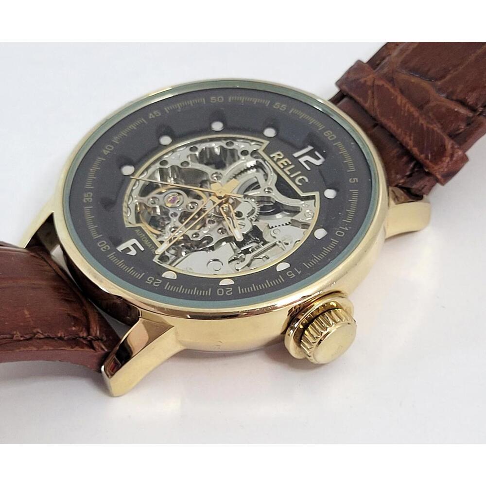 Fossil Relic Automatic Skeleton Watch Leather Str… - image 2
